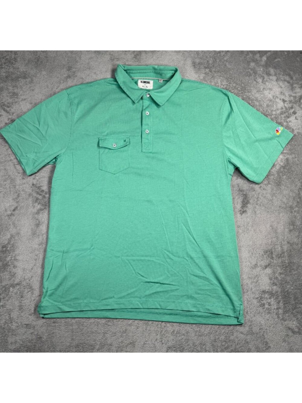 Linksoul Tempus Fugit Luxury Cotton Polo Shirt Mens XL Green NBC Golf Logo